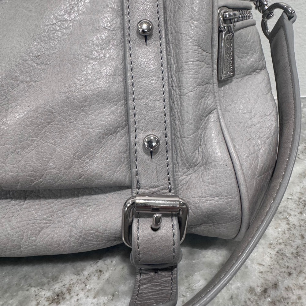 Rebecca Minkoff Regan Satchel Grey Pebbled Leather Silver Hardware Crossbody Bag - Picture 8 of 16